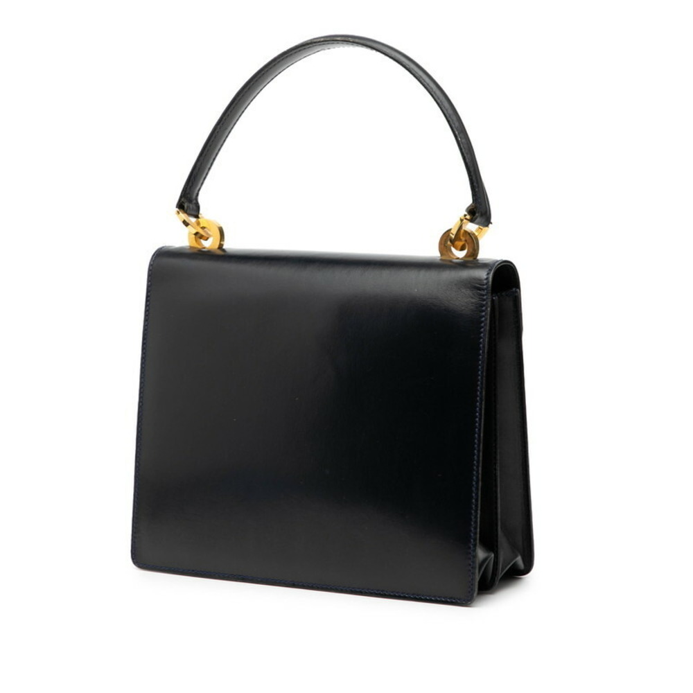 Gucci Handbag bag top leather Navy Blue handle calfskin